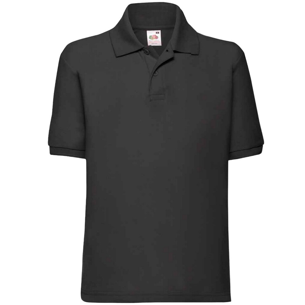 (14-15 Years, Black) Fruit Of The Loom Childrens/Kids Poly/Cotton Pique Polo Shirt