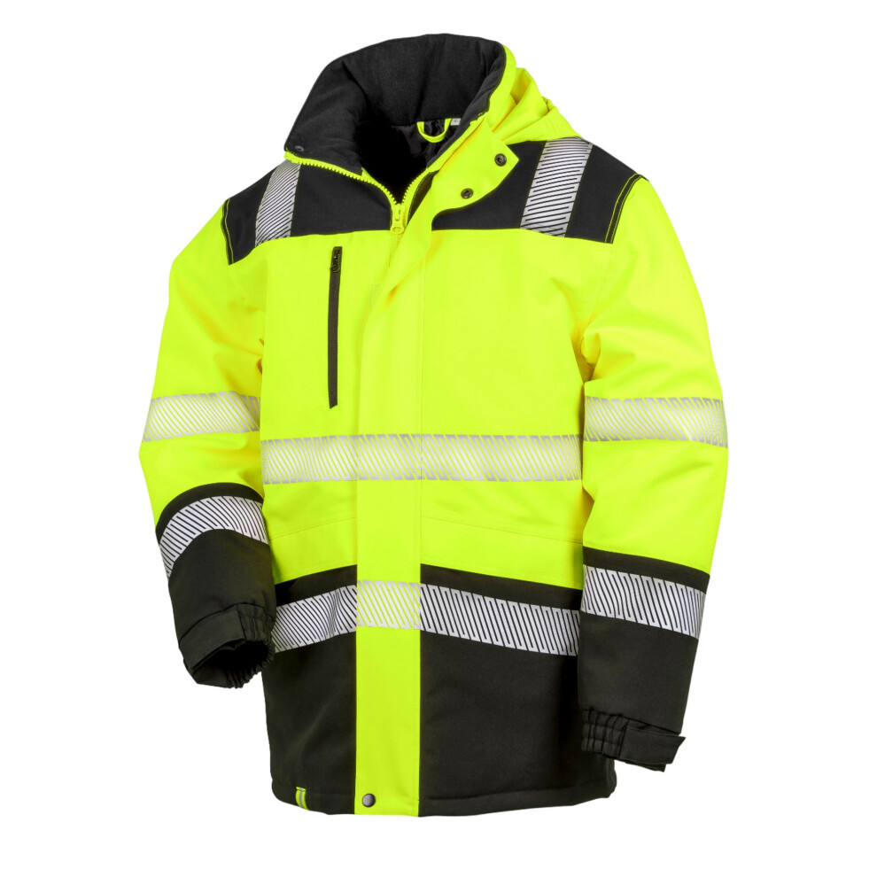 (XL, Fluorescent Yellow/Black) SAFE-GUARD by Result Mens Printable Safety Soft Shell Jacket