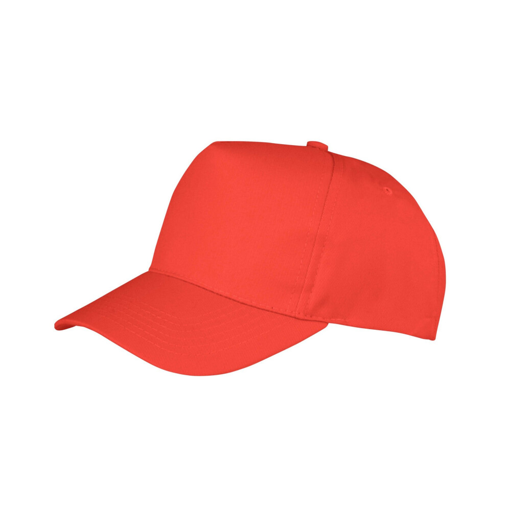 (One Size, Red) Result Headwear Boston 5 Panel Polycotton Baseball Cap