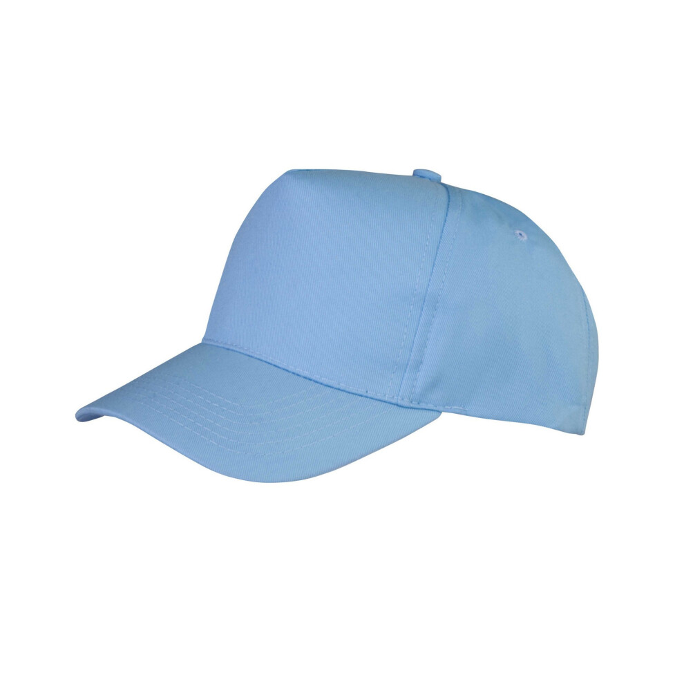 (One Size, Sky) Result Headwear Boston 5 Panel Polycotton Baseball Cap