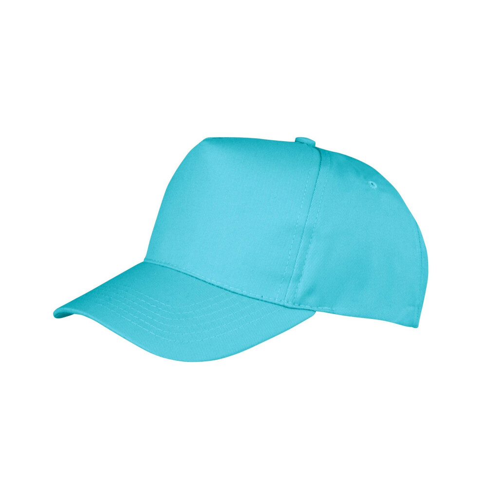 (One Size, Aqua) Result Headwear Boston 5 Panel Polycotton Baseball Cap