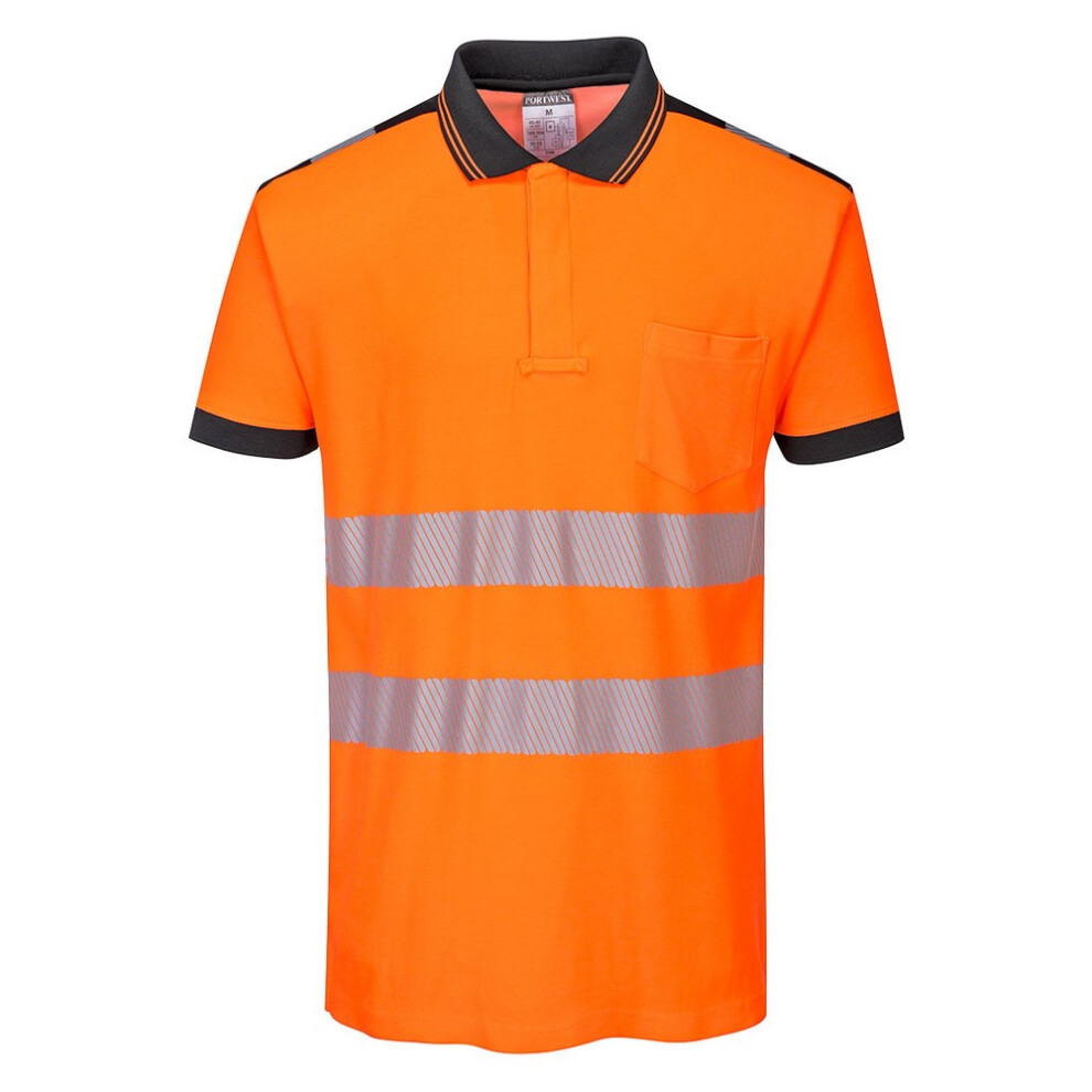 (XXL, Orange/Black) Portwest Mens PW3 Hi-Vis Polo Shirt