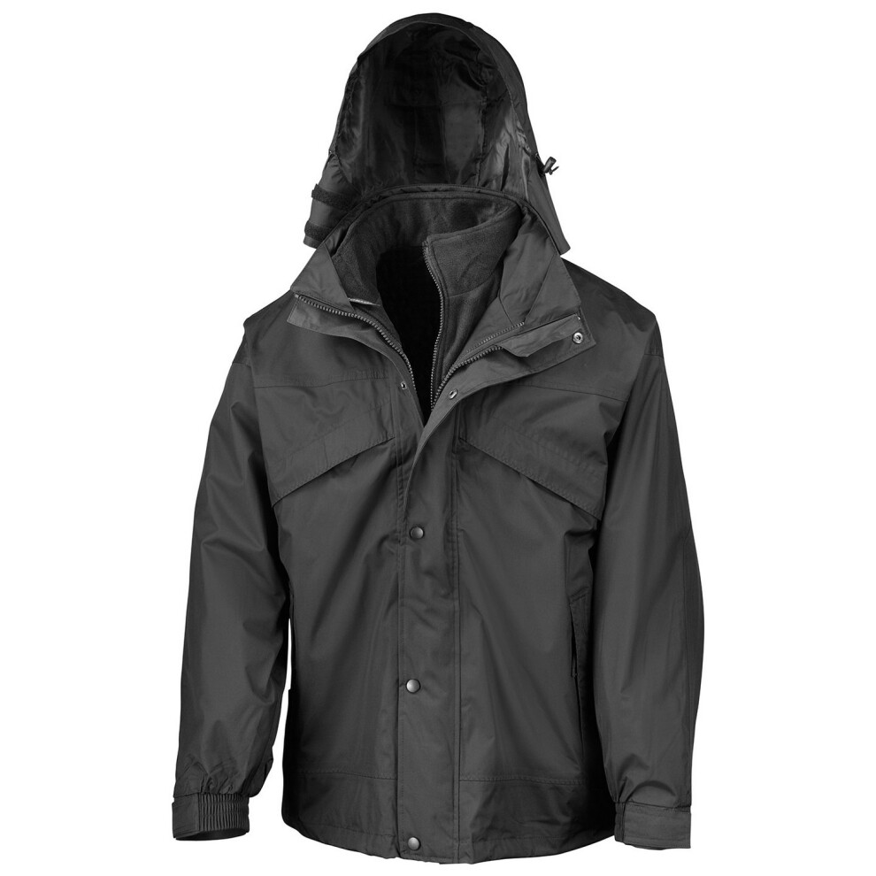 (XL, Black/Black) Result Mens Fleece Lined 3 in 1 Waterproof Jacket-image-OPC-PF66JM7-NEW