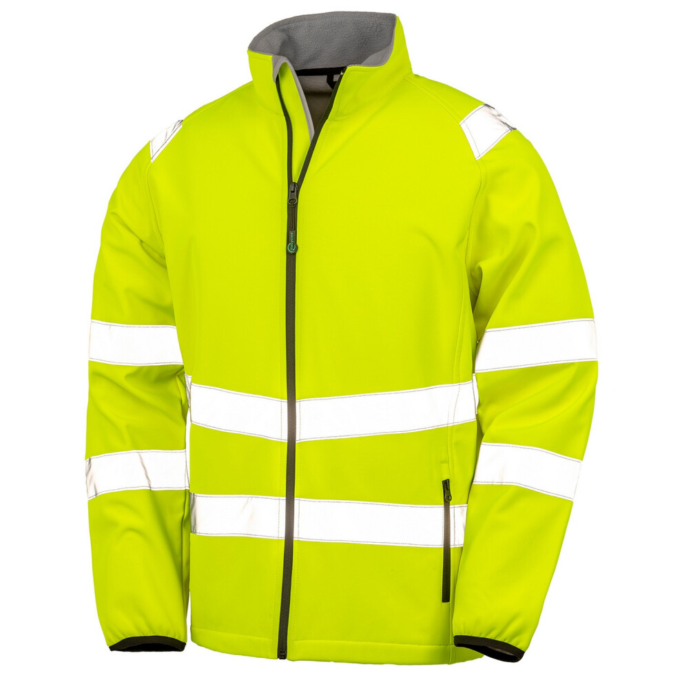 (4XL, Fluorescent Yellow) Result Genuine Recycled Mens Hi-Vis Softshell Printable Jacket