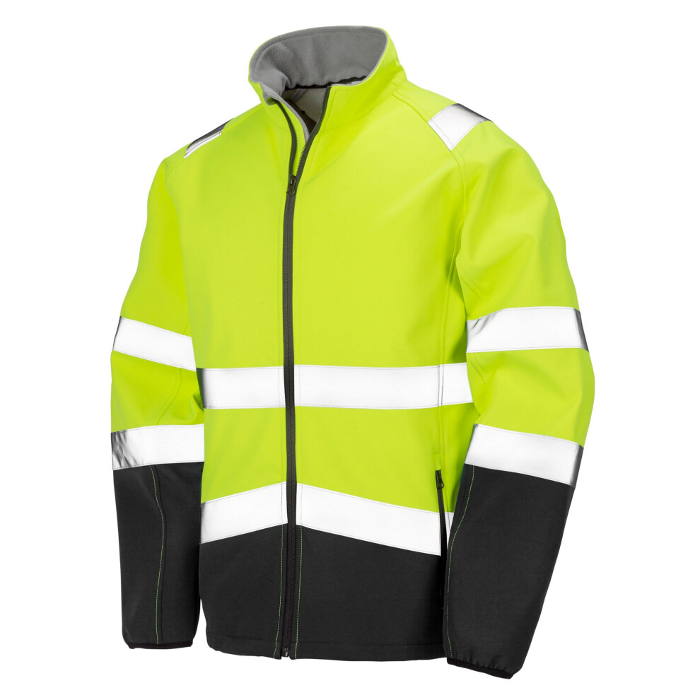 (M, Fluorescent Yellow) SAFE-GUARD by Result Unisex Adult Hi-Vis Softshell Printable Safety Jacket