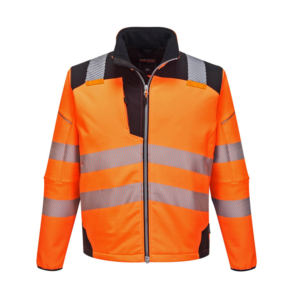 (M, Orange/Black) Portwest Unisex Adult PW3 Hi-Vis Soft Shell Jacket