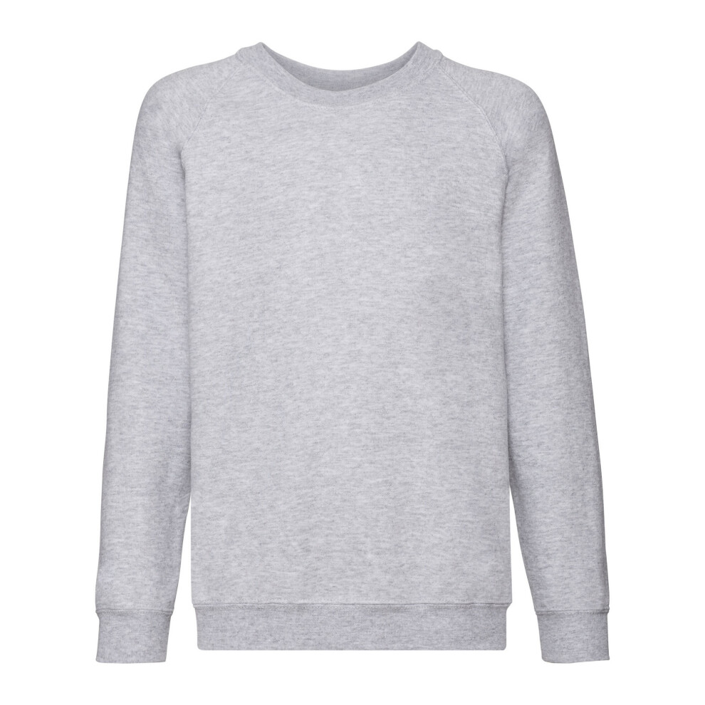 (9-11 Years, Heather Grey) Fruit of the Loom Childrens/Kids Classic Heather Raglan Sweatshirt