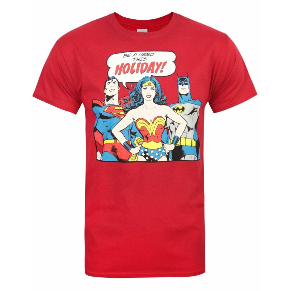 (L, Red) DC Comics Mens Be A Hero T-Shirt