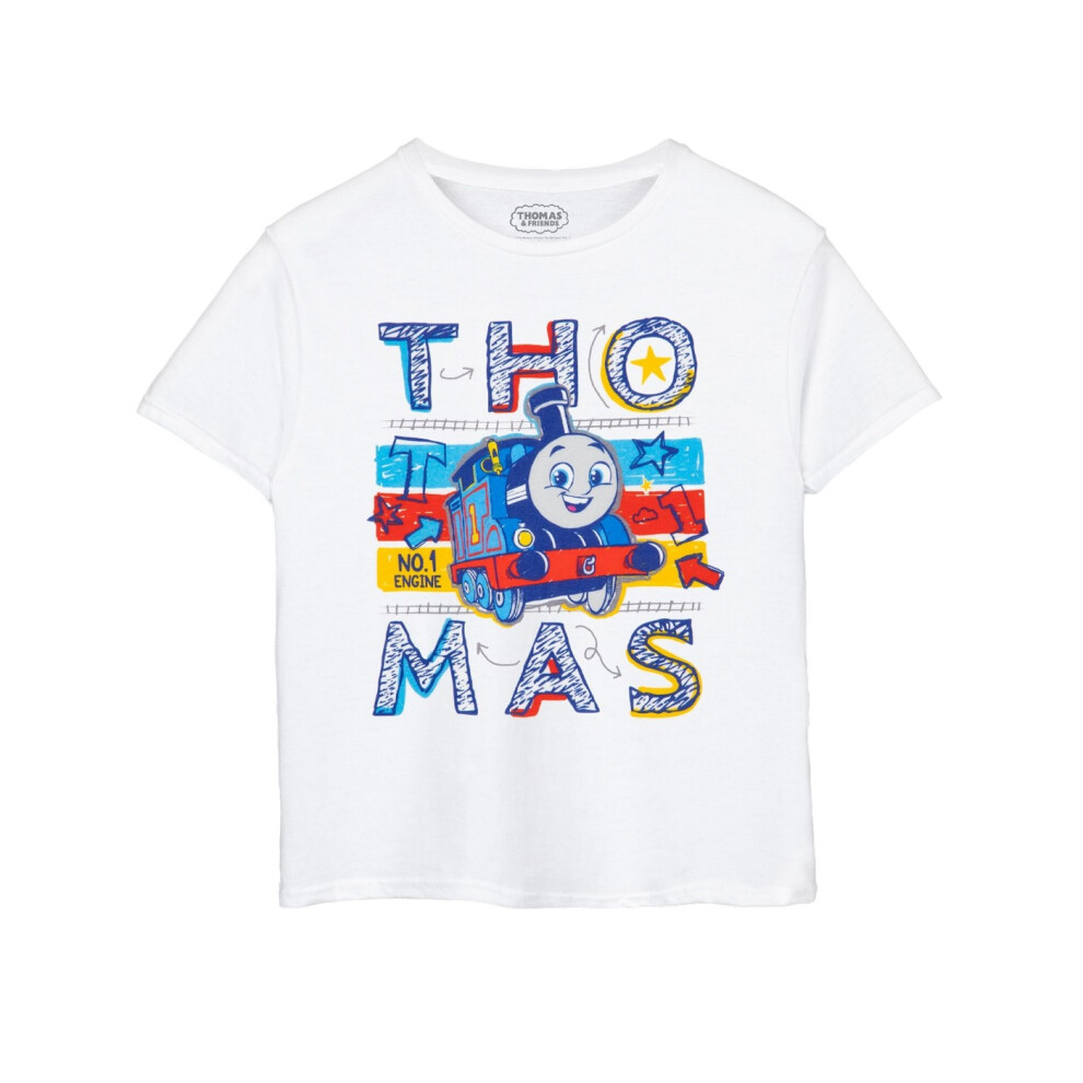 (3-4 Years, White) Thomas And Friends Childrens/Kids No.1 Engine T-Shirt