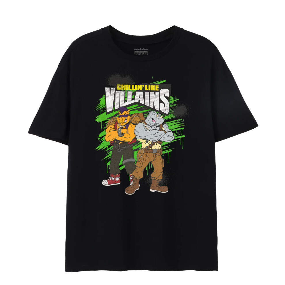 (XL, Black) Teenage Mutant Ninja Turtles Mens Villains Bebop & Rocksteady T-Shirt