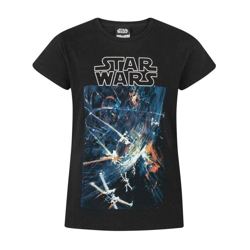 (7-8 Years, Black) Star Wars Girls Death Star Short-Sleeved T-Shirt