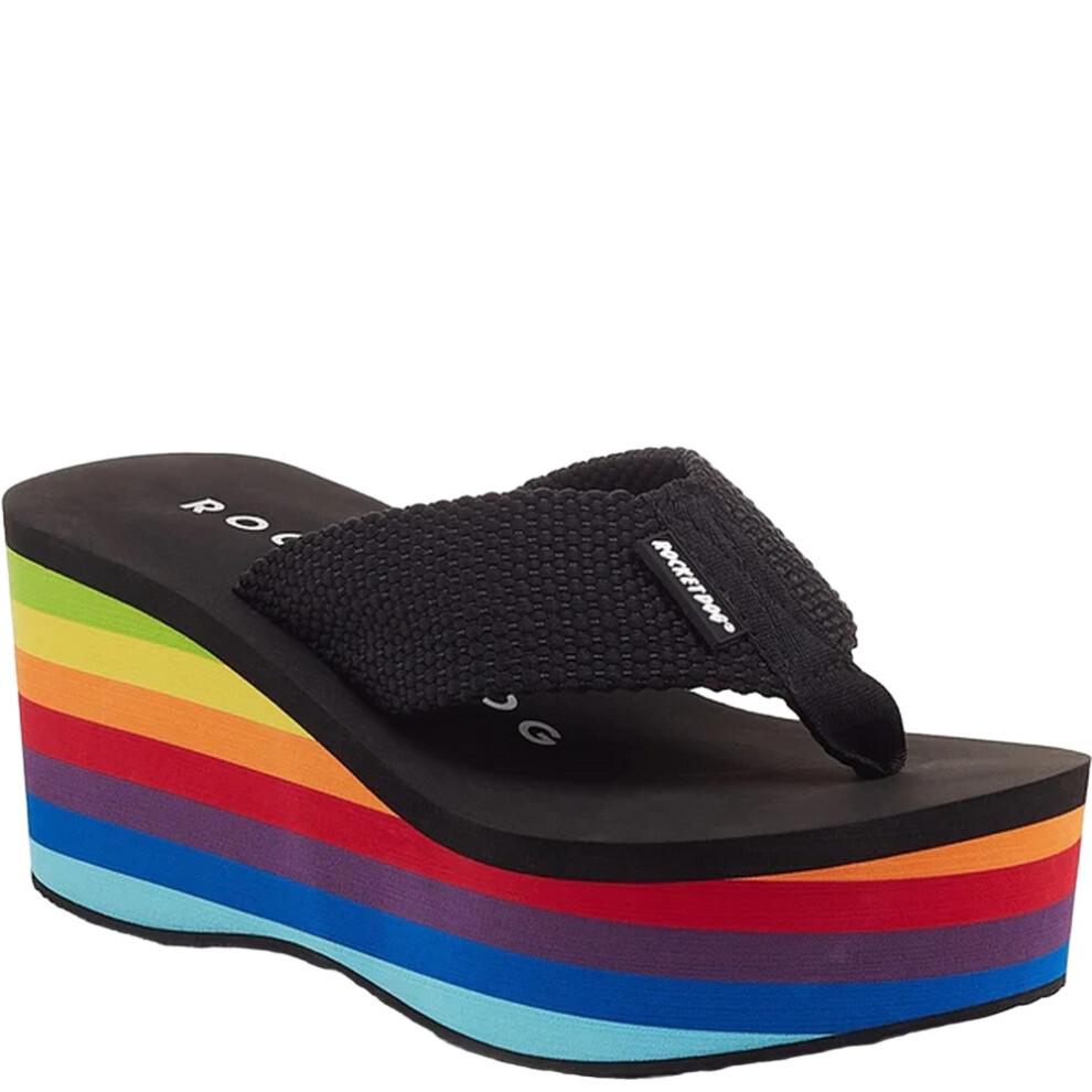 (4 UK, Black/Multicoloured) Rocket Dog Womens/Ladies Webbing Sandals