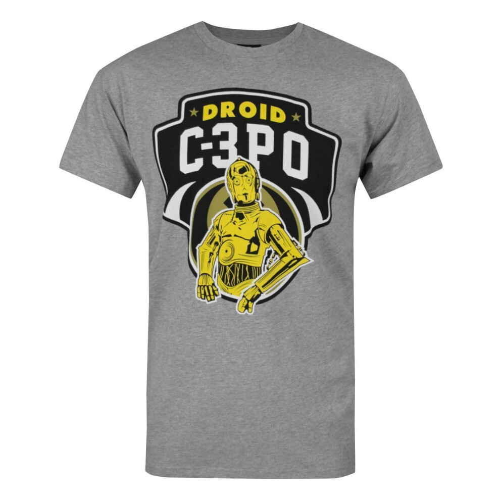 (S, Grey Marl) Star Wars Mens C-3PO Droids T-Shirt