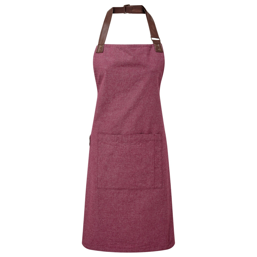 (One Size, Burgundy) Premier Unisex Adult Annex Oxford Faux Leather Bibbed Full Apron