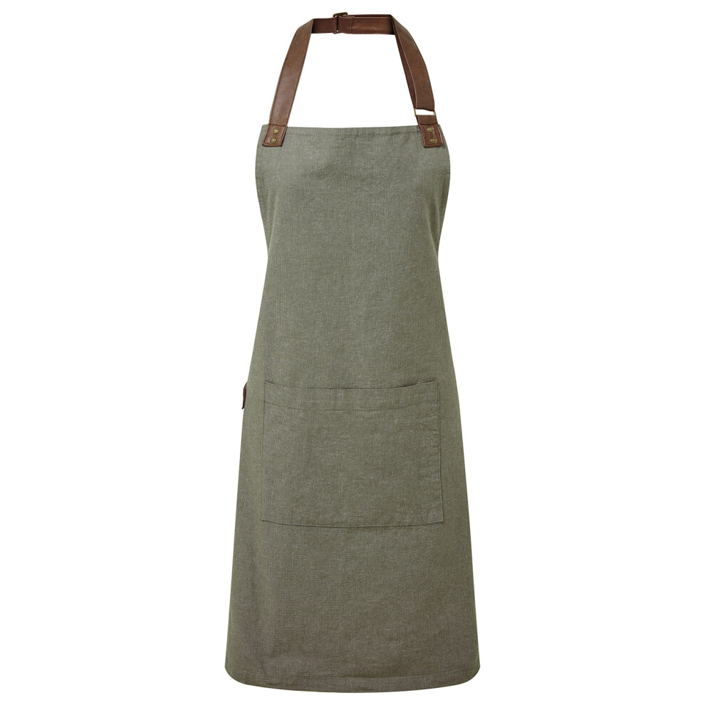 (One Size, Moss) Premier Unisex Adult Annex Oxford Faux Leather Bibbed Full Apron