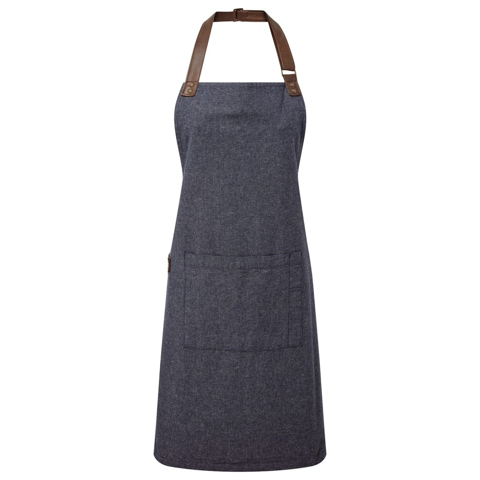 (One Size, Navy) Premier Unisex Adult Annex Oxford Faux Leather Bibbed Full Apron