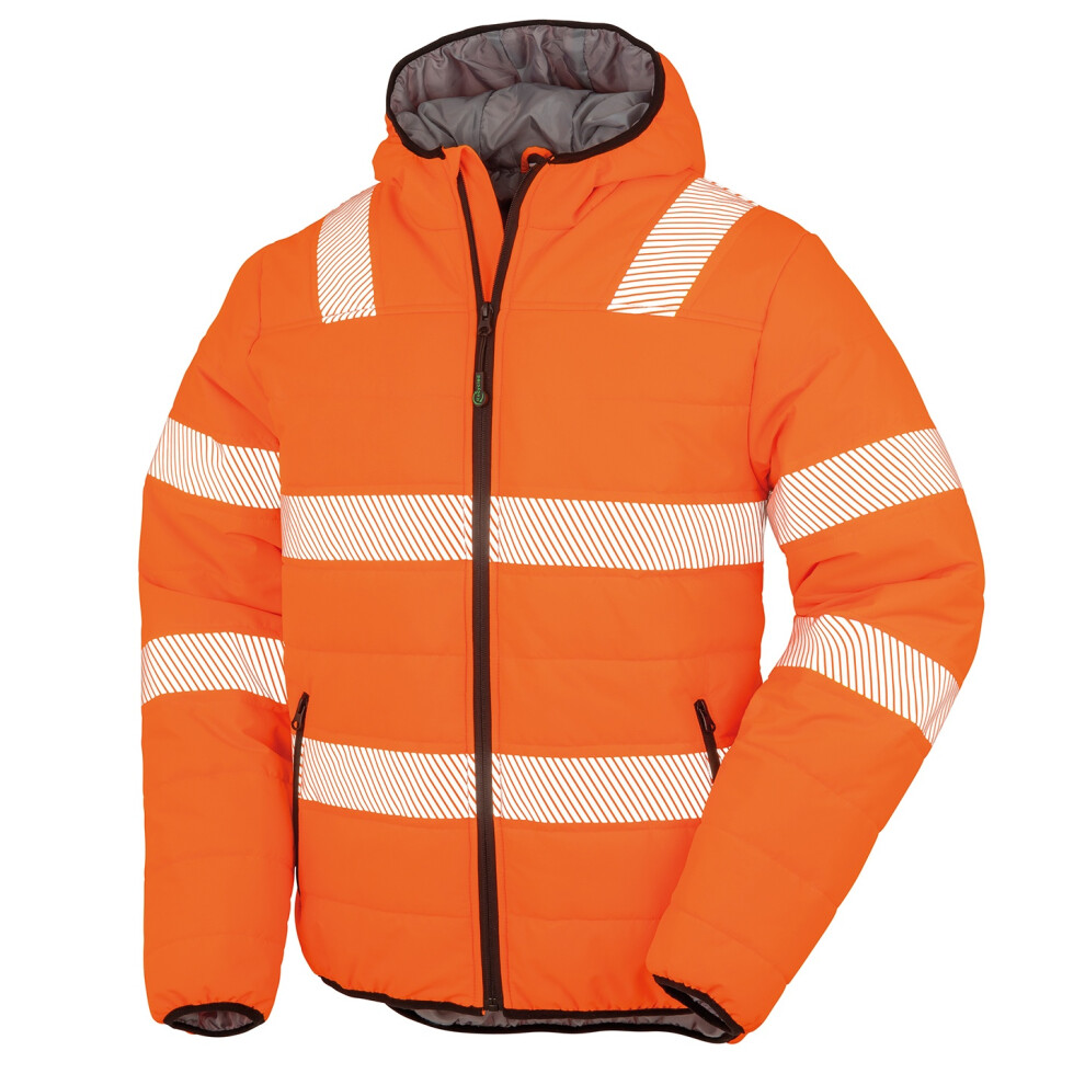 (4XL, Fluorescent Orange) Result Genuine Recycled Mens Ripstop Safety Padded Jacket