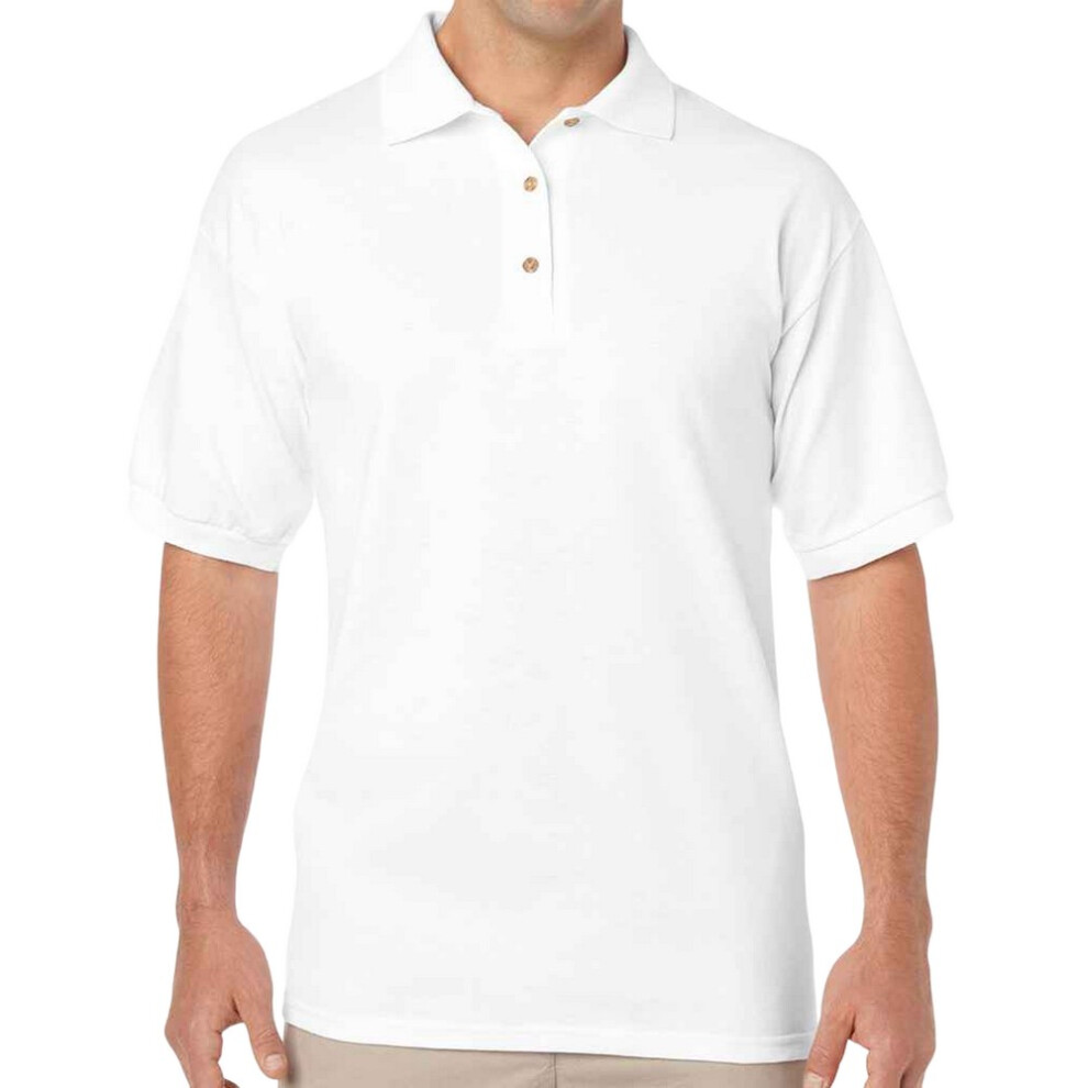 (3XL, White) Gildan Mens Classic DryBlend Polo Shirt