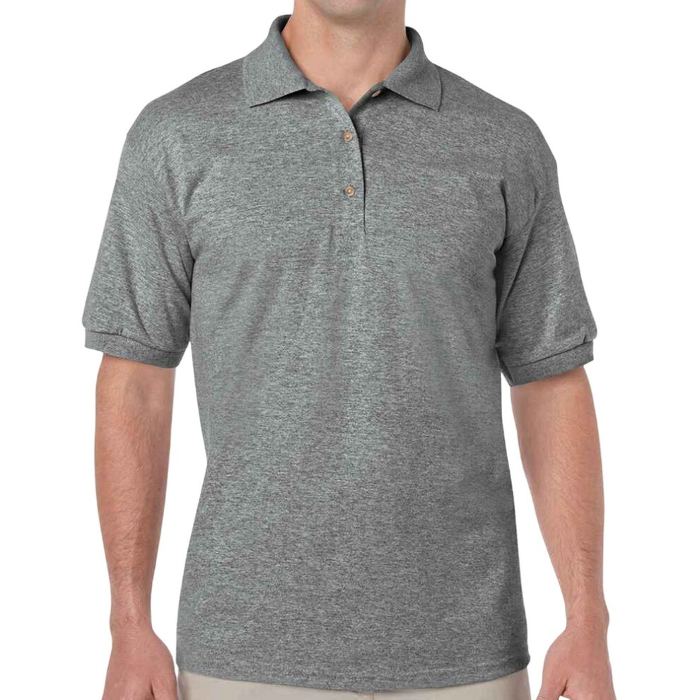 (L, Graphite Heather) Gildan Mens Classic DryBlend Polo Shirt