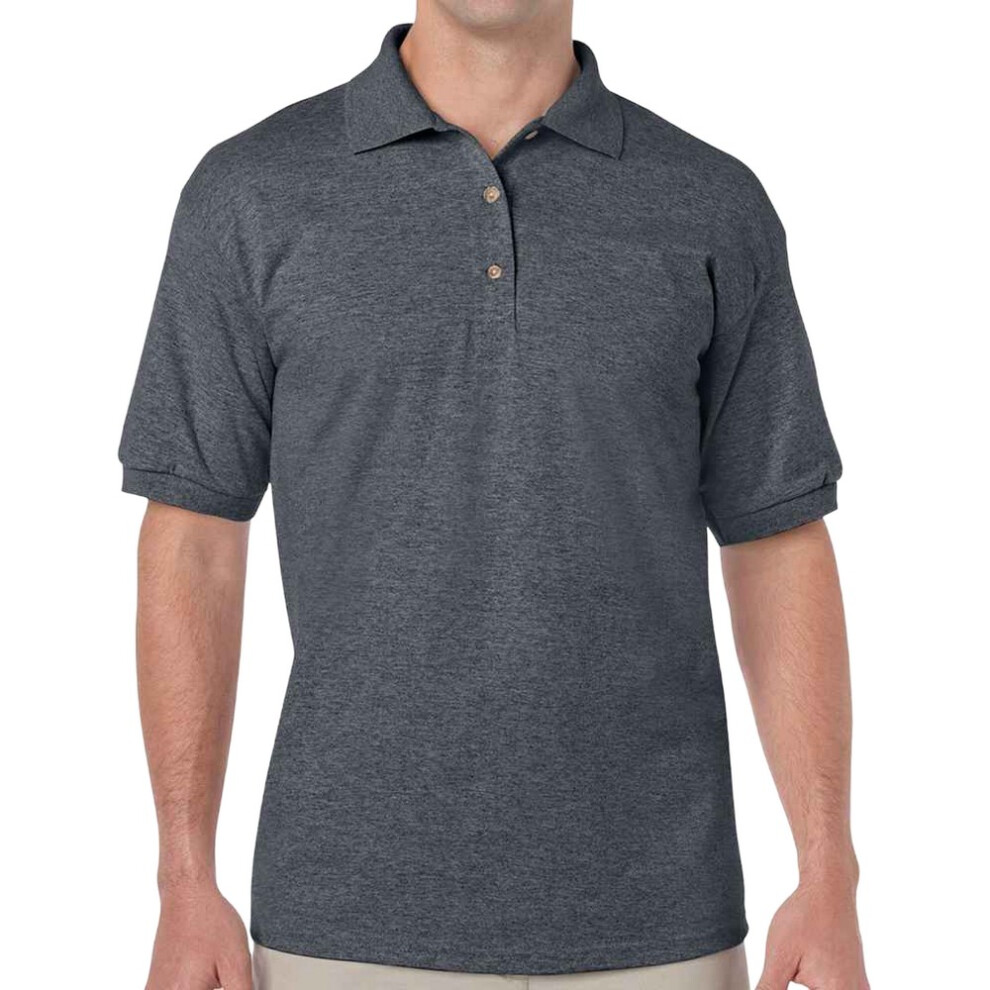 (3XL, Dark Heather) Gildan Mens Classic DryBlend Polo Shirt