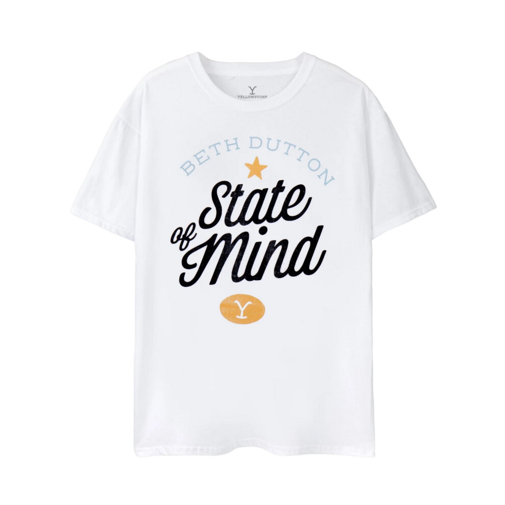 (M, White) Yellowstone Womens/Ladies Beth Dutton State Of Mind T-Shirt