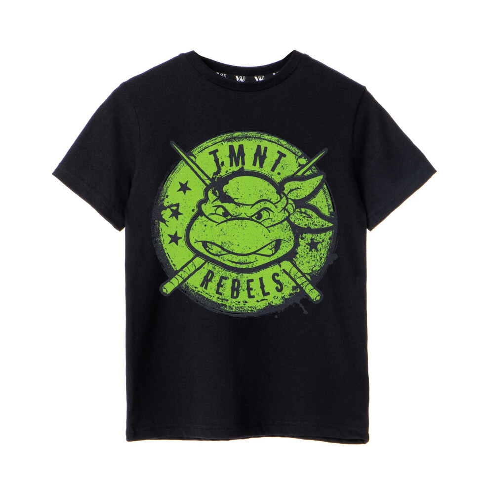 (7-8 Years, Black) Teenage Mutant Ninja Turtles Boys Rebels T-Shirt