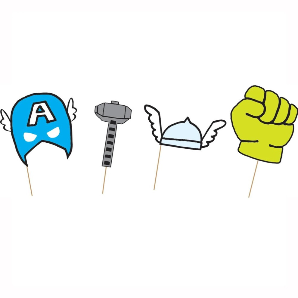 Marvel Avengers Birthday Photobooth Props (Pack of 6)