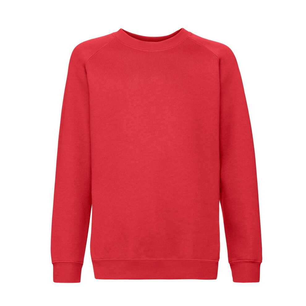 (14-15 Years, Red) Fruit of the Loom Childrens/Kids Premium Raglan Sweatshirt