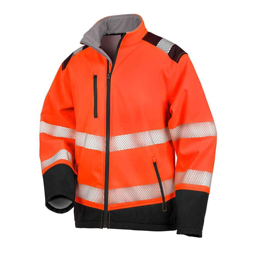 (4XL, Fluorescent Orange/Black) SAFE-GUARD by Result Unisex Adult Ripstop Printable Safety Soft Shell Jacket