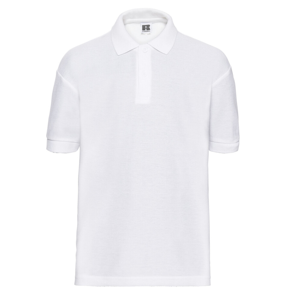 (7-8 Years, White) Russell Childrens/Kids Pique Polo Shirt