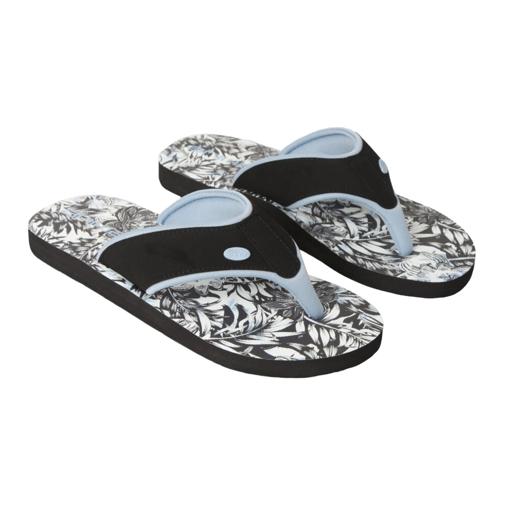 (4 UK, Jet Black) Animal Womens/Ladies Swish Leaf Print Recycled Flip Flops