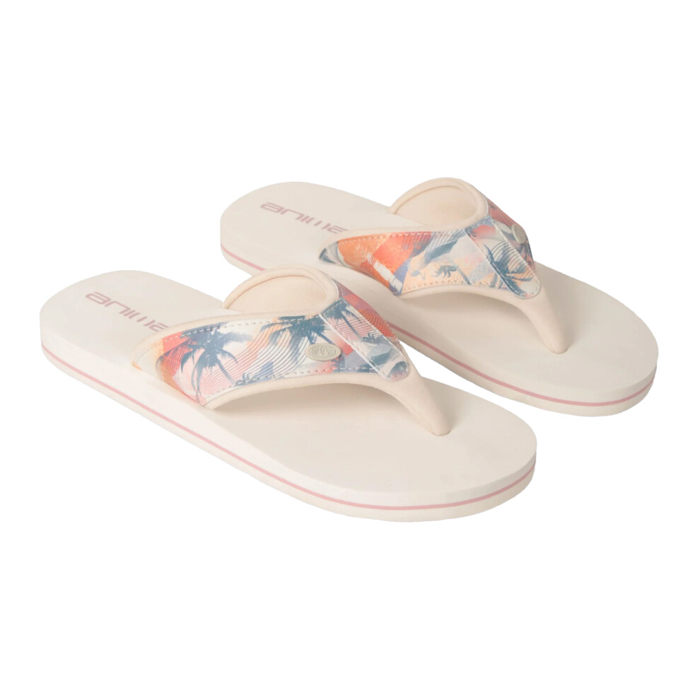 (8 UK, Light Beige) Animal Womens/Ladies Swish Palm Tree Recycled Flip Flops