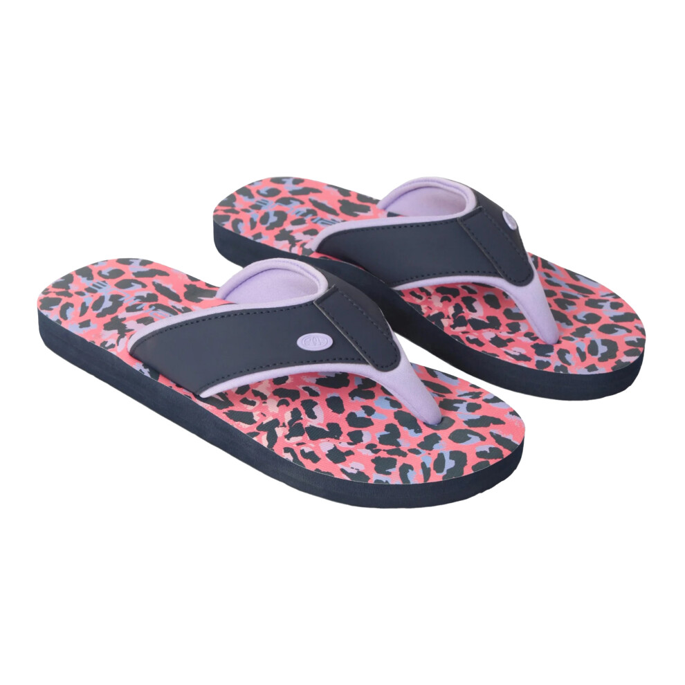 (6 UK, Pale Pink) Animal Womens/Ladies Swish Leopard Print Recycled Flip Flops