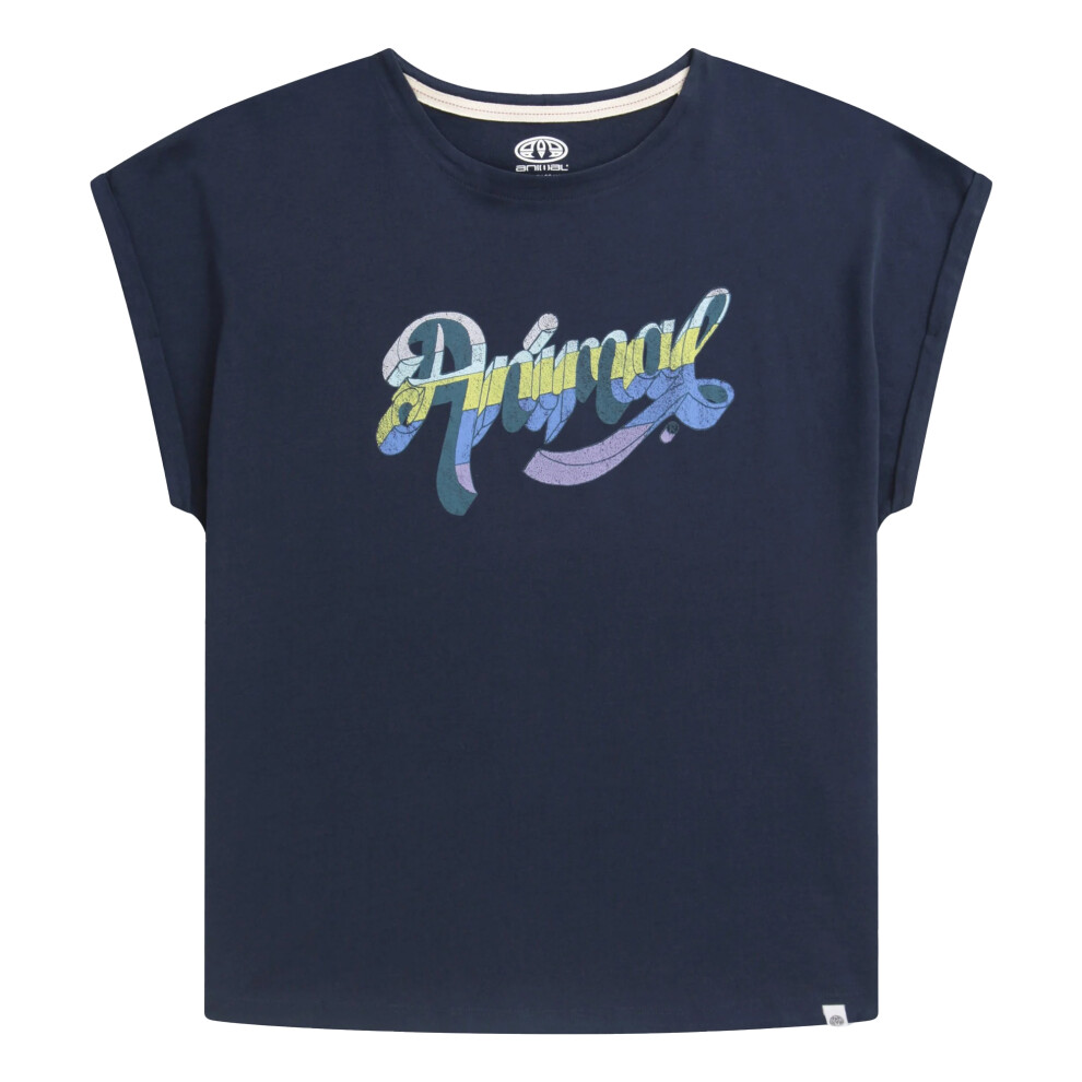 (8 UK, Navy) Animal Womens/Ladies Holly Script Organic T-Shirt