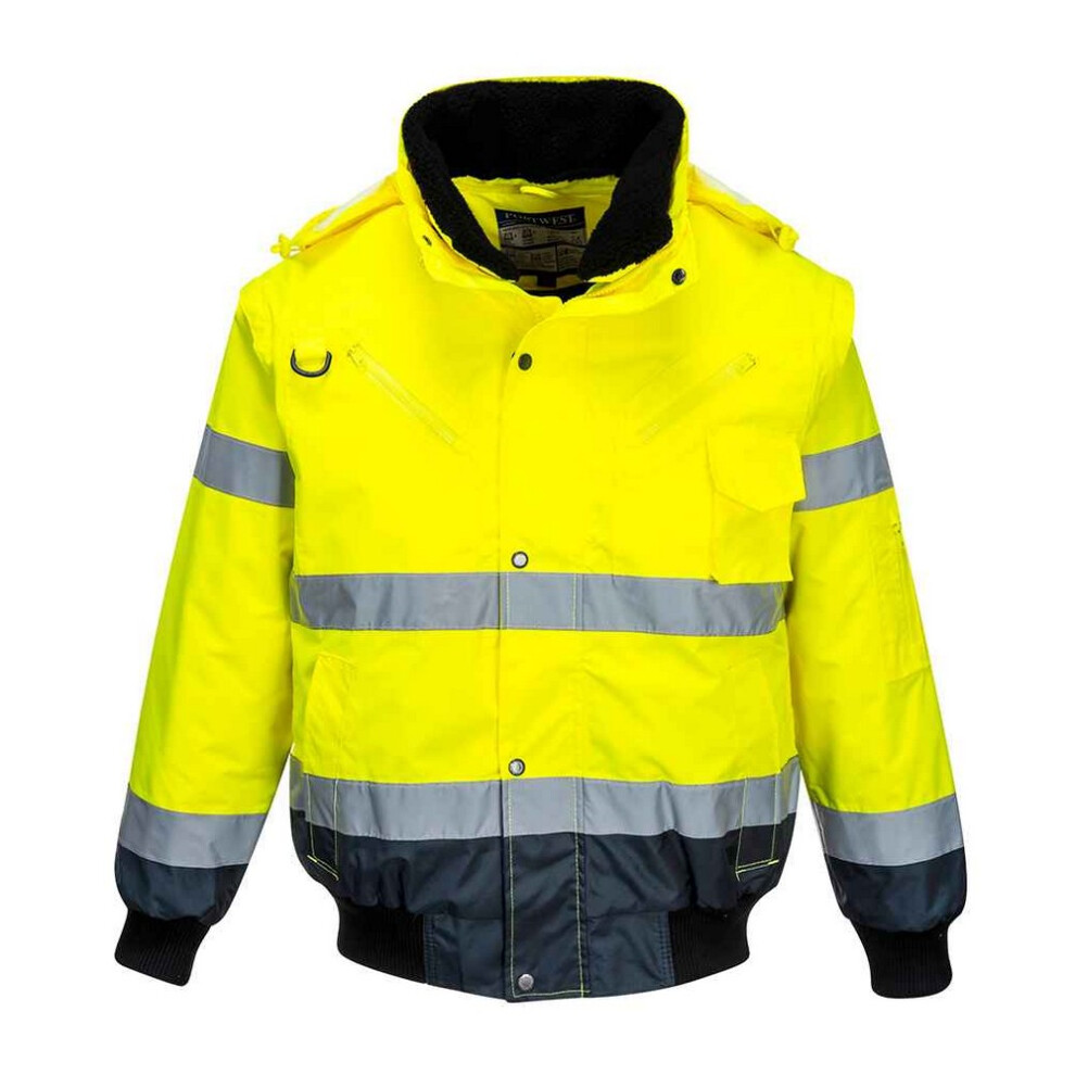 (L, Yellow/Navy) Portwest Unisex Adult 3 in 1 Hi-Vis Bomber Jacket