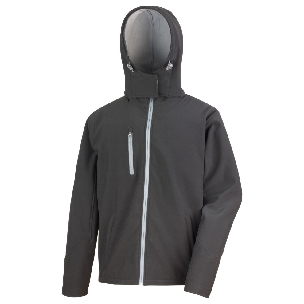 (L, Black/Seal Grey) Result Core Mens Hooded Soft Shell Jacket