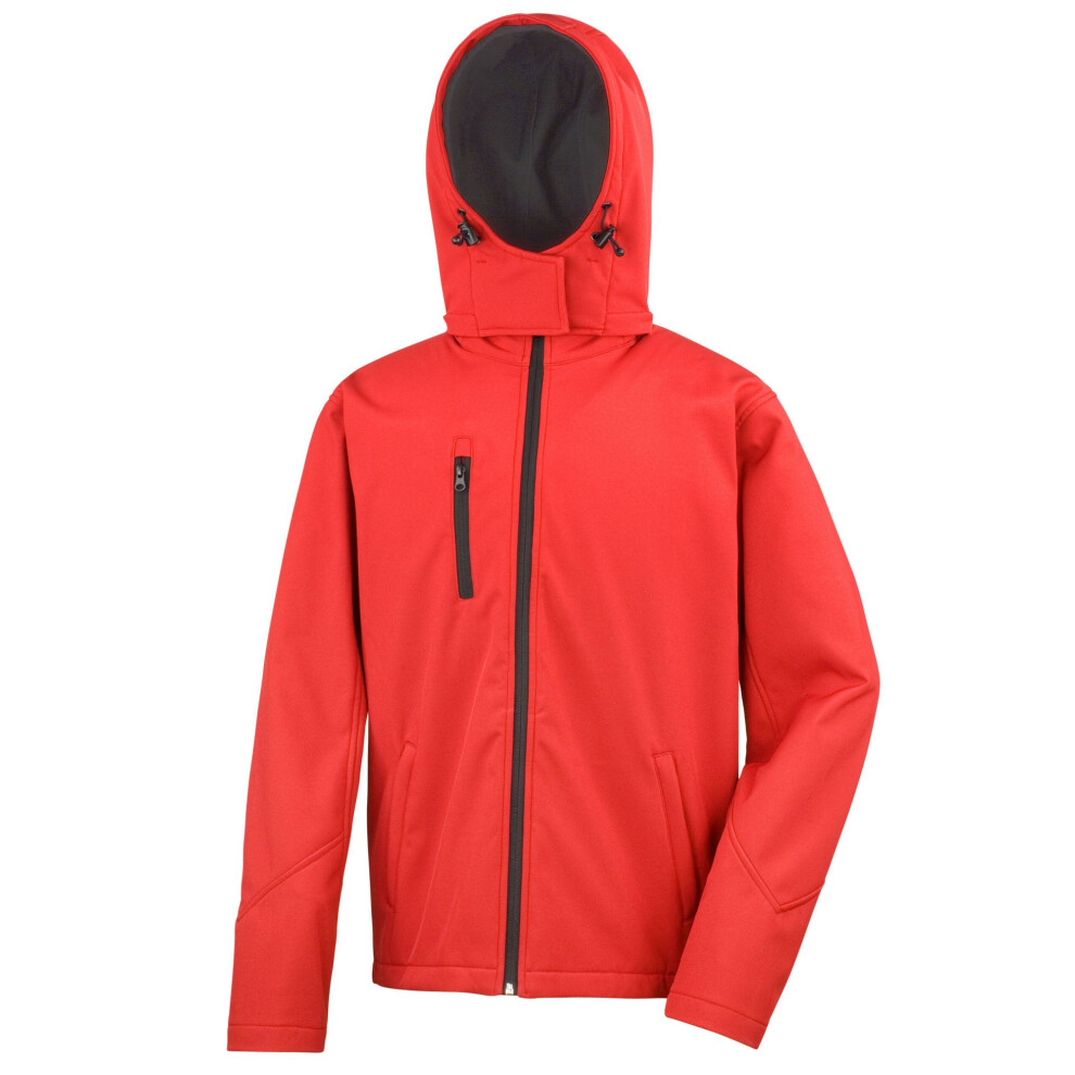 (3XL, Red/Black) Result Core Mens Hooded Soft Shell Jacket