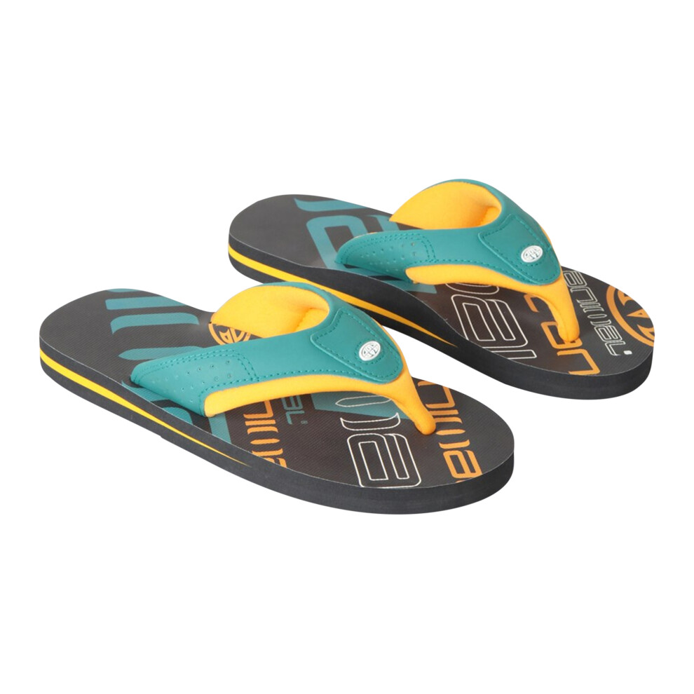 (2 UK, Green/Yellow) Animal Childrens/Kids Jekyl Recycled Flip Flops