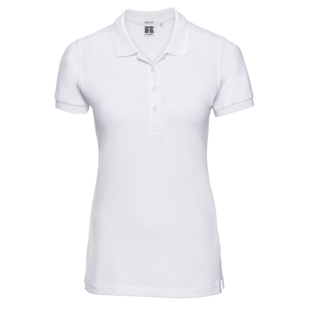 (S, White) Russell Womens/Ladies Pique Polo Shirt