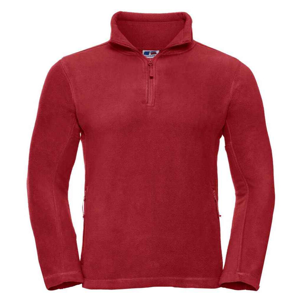 (S, Classic Red) Russell Mens Zip Neck Outdoor Fleece Top