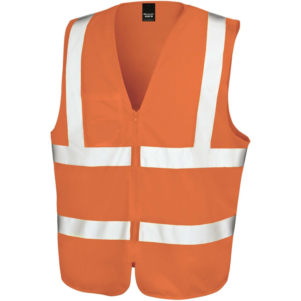 (XXL-3XL, Orange) SAFE-GUARD by Result Unisex Adult Zipped Hi-Vis Vest