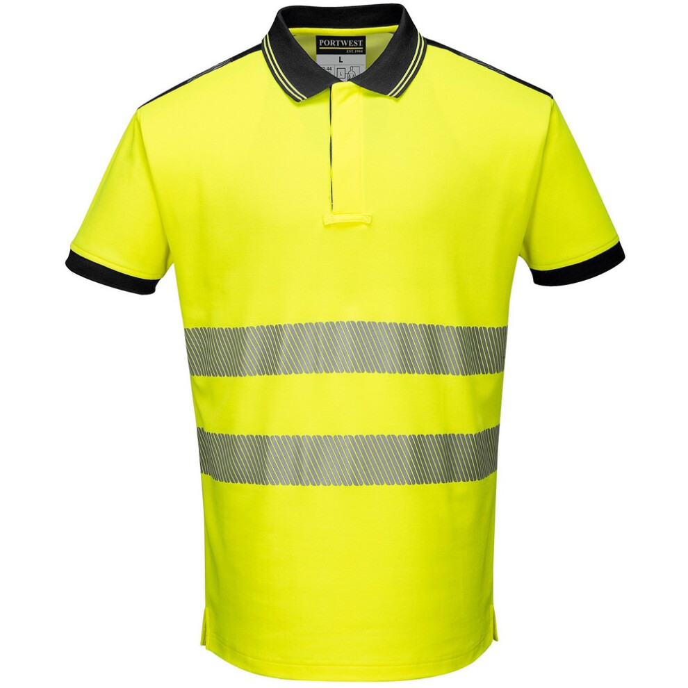 (3XL, Yellow/Black) Portwest Unisex Adult Hi-Vis Polo Shirt