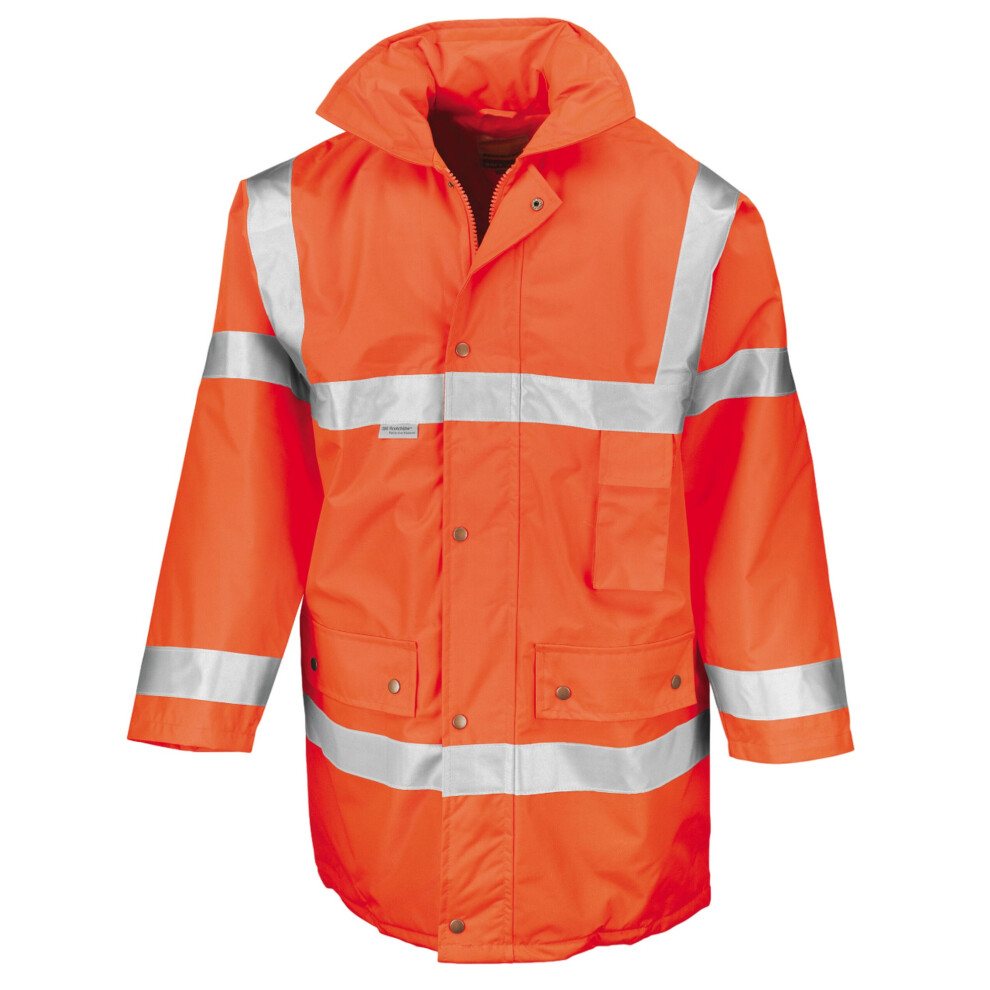 (3XL, Orange) SAFE-GUARD by Result Mens Motorway Hi-Vis Coat