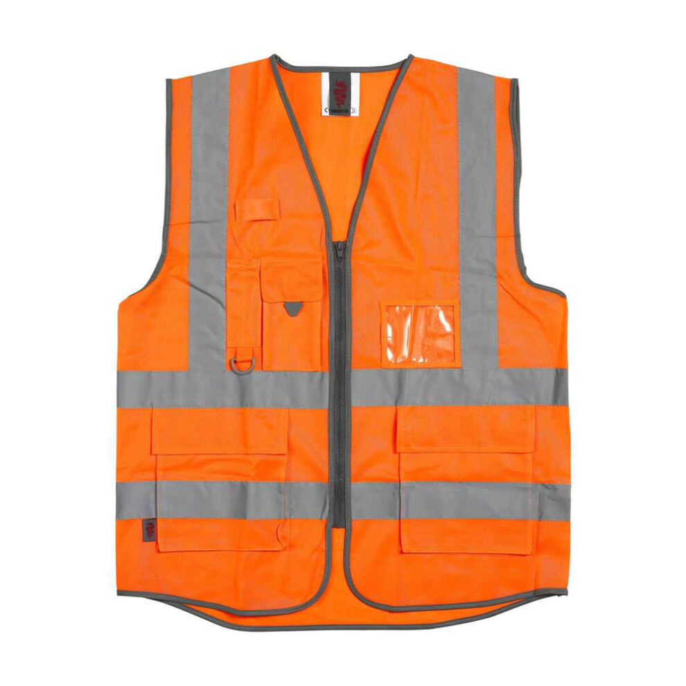 (L, Orange) Warrior Unisex Adult Executive Hi-Vis Waistcoat