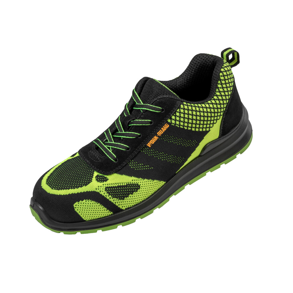 (9 UK, Neon Green/Black) WORK-GUARD by Result Unisex Adult Hicks Leather Trim Safety Trainers