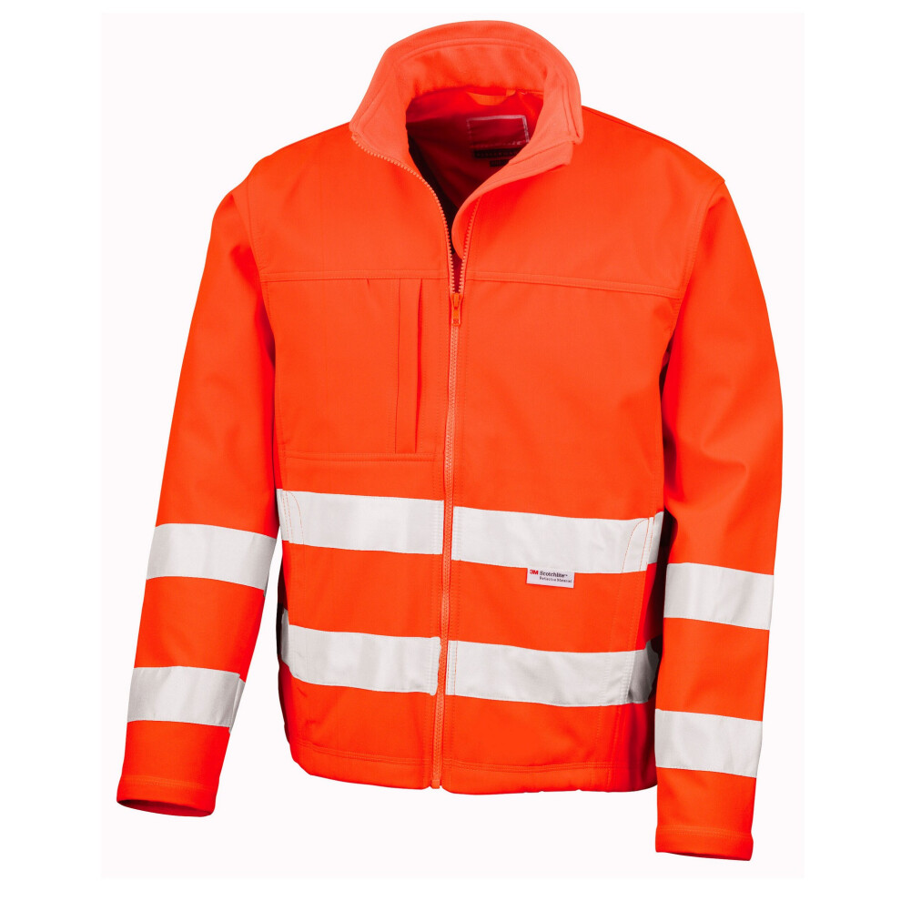 (L, Orange) SAFE-GUARD by Result Mens Hi-Vis Soft Shell Jacket