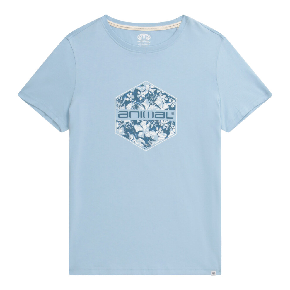 (10 UK, Pale Blue) Animal Womens/Ladies Carina Hexagon Organic Logo T-Shirt