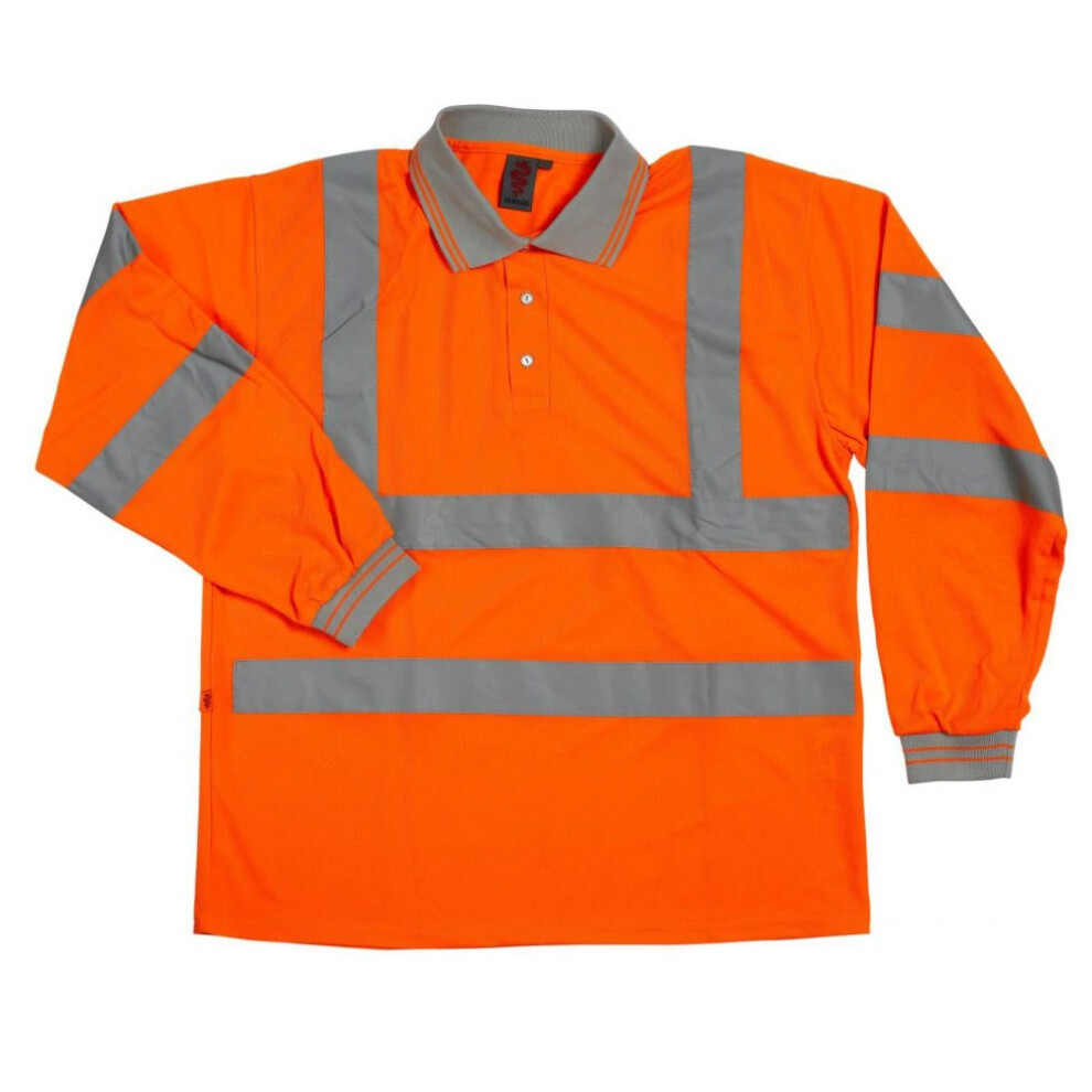 (XL, Orange) Warrior Unisex Adult Long-Sleeved Safety Hi-Vis Polo Shirt