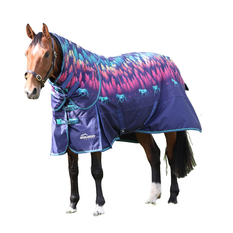 (7' 3", Navy) Highlander Forest 100g Horse Turnout Rug & Neck Cover