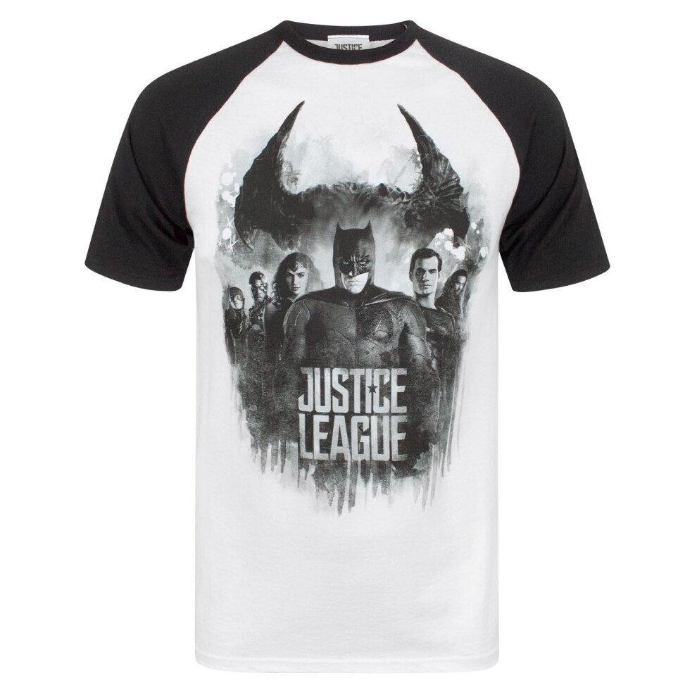 (XL, Multicoloured) Justice League Mens Character Line Up Raglan T-Shirt